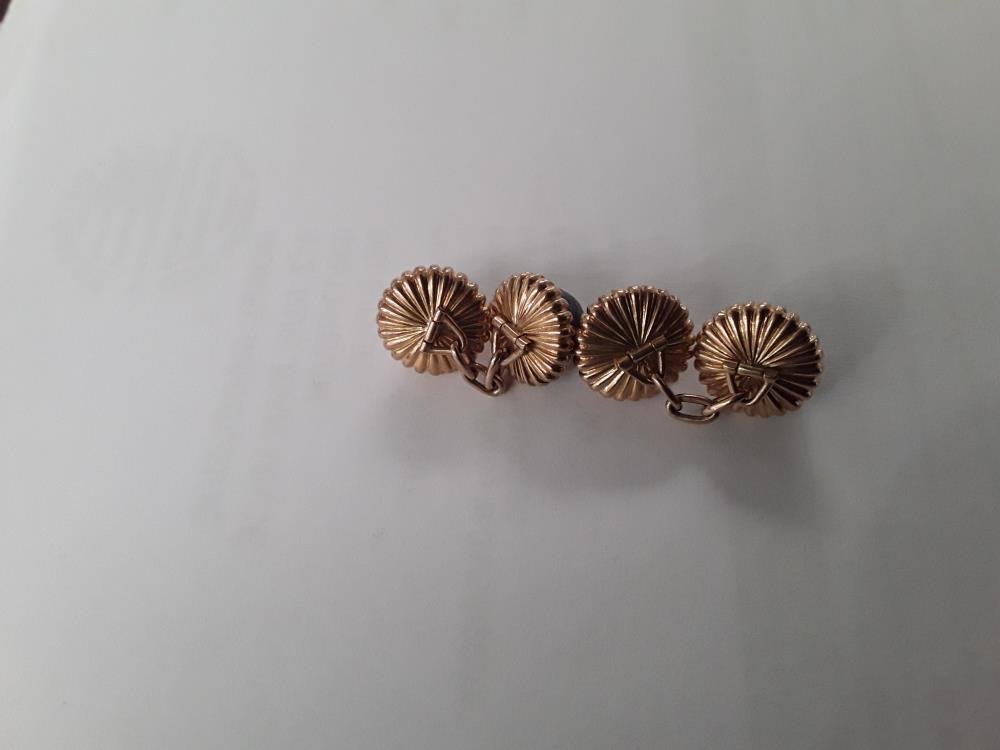 BOUTON DE MANCHETTE JOALLIER OR 18K 12,7 GR ORNÉ LAPIS LAZULI +/- 6GR OR 18K