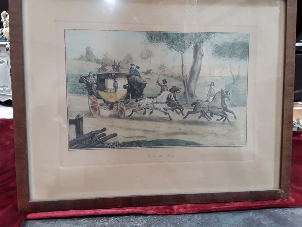 LITHOGRAPHIE COLORÉE DILIGENCE POSTE