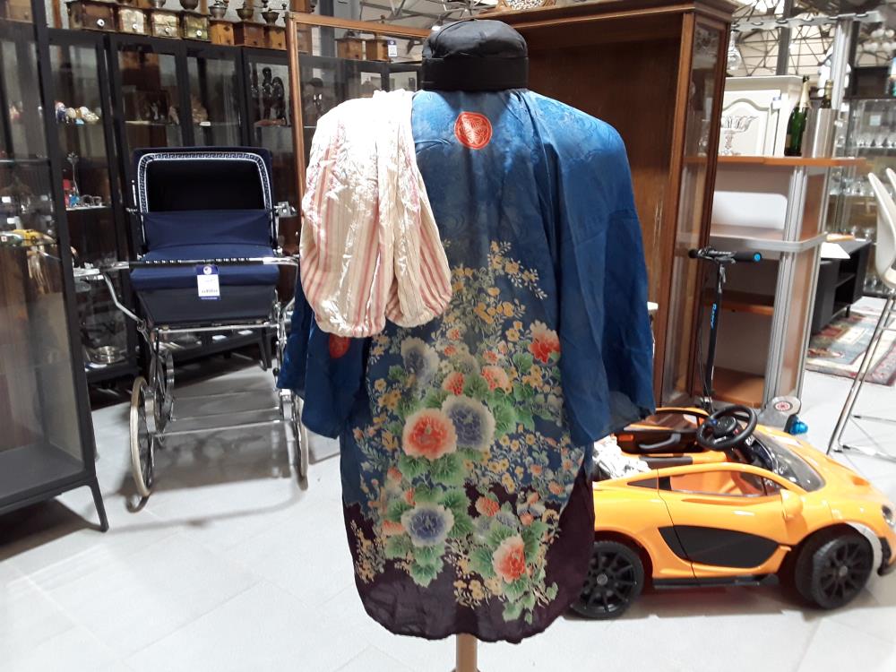 KIMONO CHINOIS FIN 19EME AVEC COIFFE ET PANTALON EN SOIE