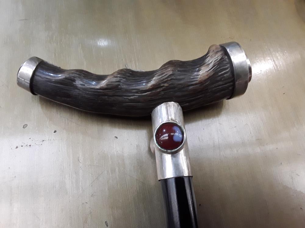 CANNE MONOGRAMÉE GENTILHOMME CORNE EBEN INCRUSTATION