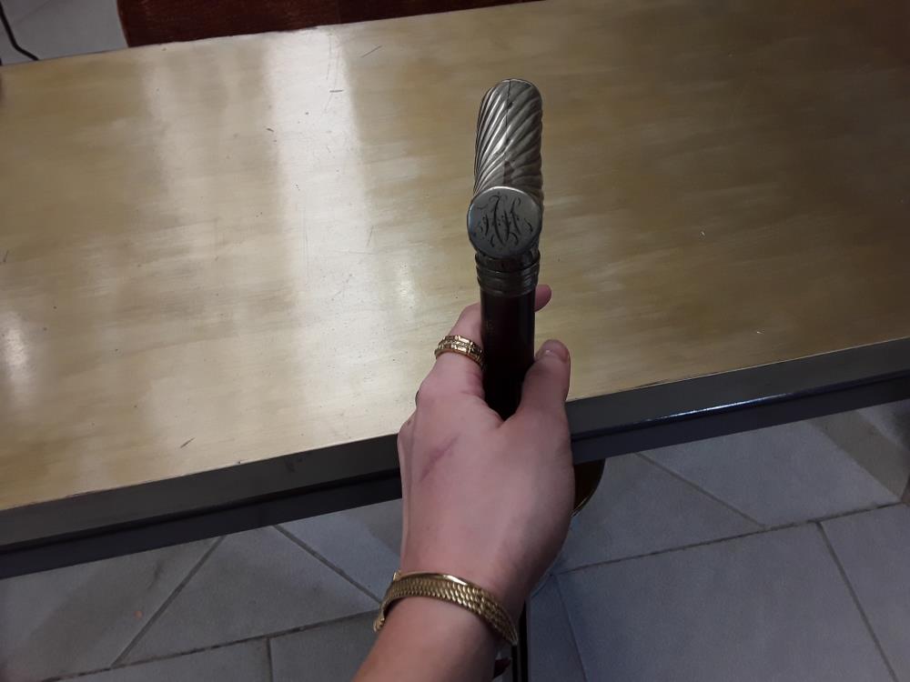 CANNE POMMEAU ARGENT FIN 19È