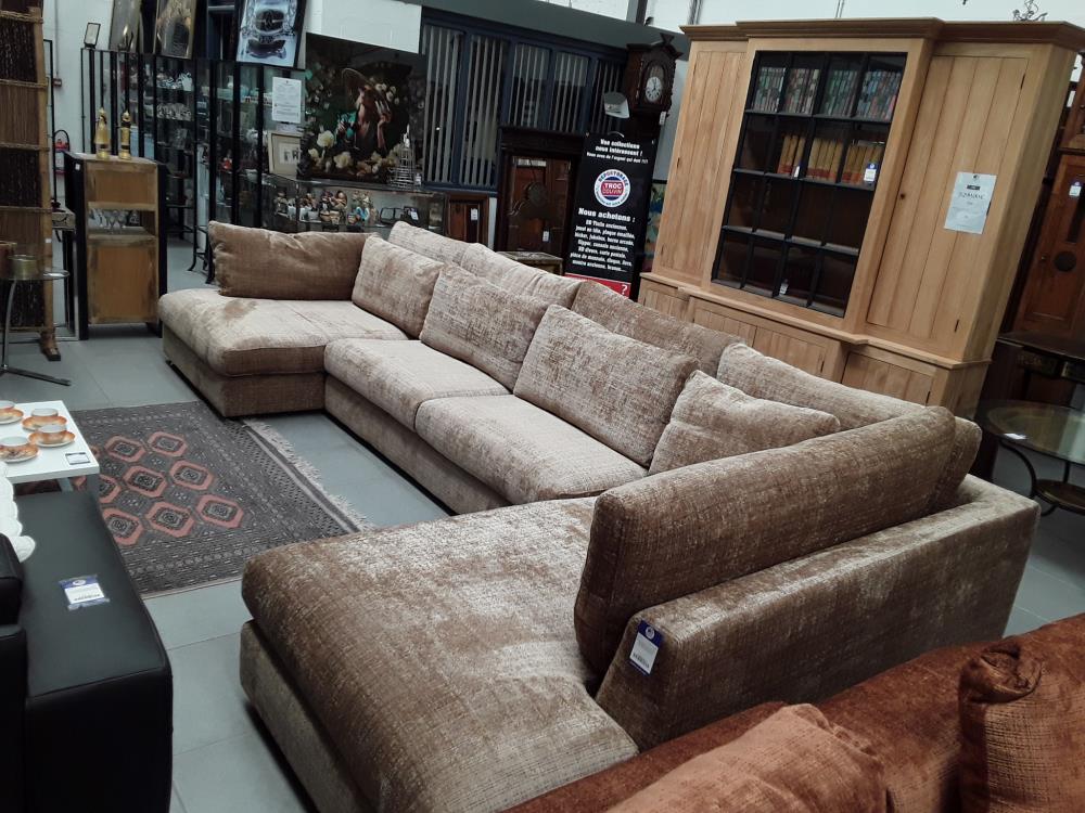 SALON DESIGN VIEUX BRONZE EN DUVET REALISATION MAISON D'ARCHITECTE