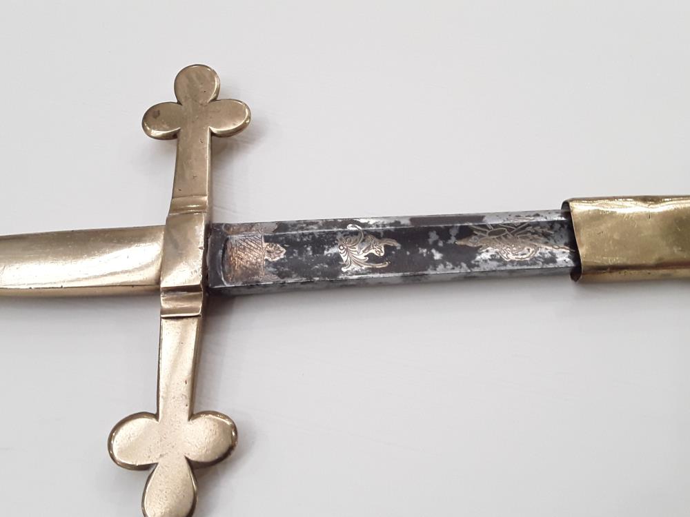 ÉPÉE AUX TRÈFLES DE CÉRÉMONIE FRANC MAÇONNIQUE MONTÉE D'UNE L'AME OFFICIER PREMIER EMPIRE