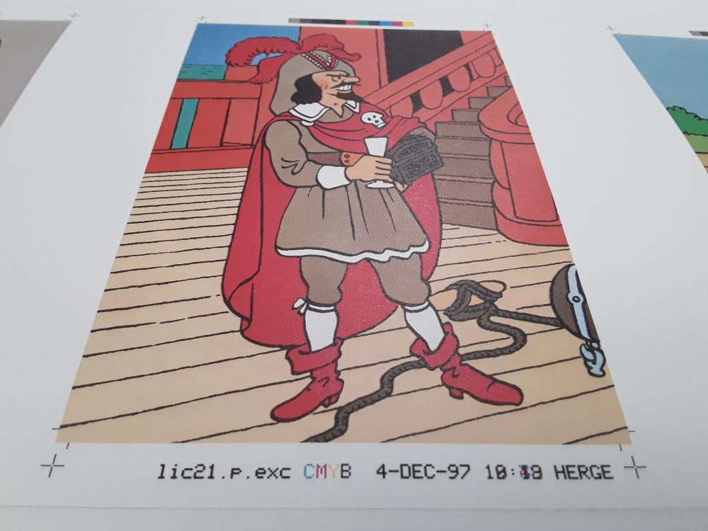 PLANCHE IMPRESSION TINTIN 1997 HERGE 106CM/75CM
