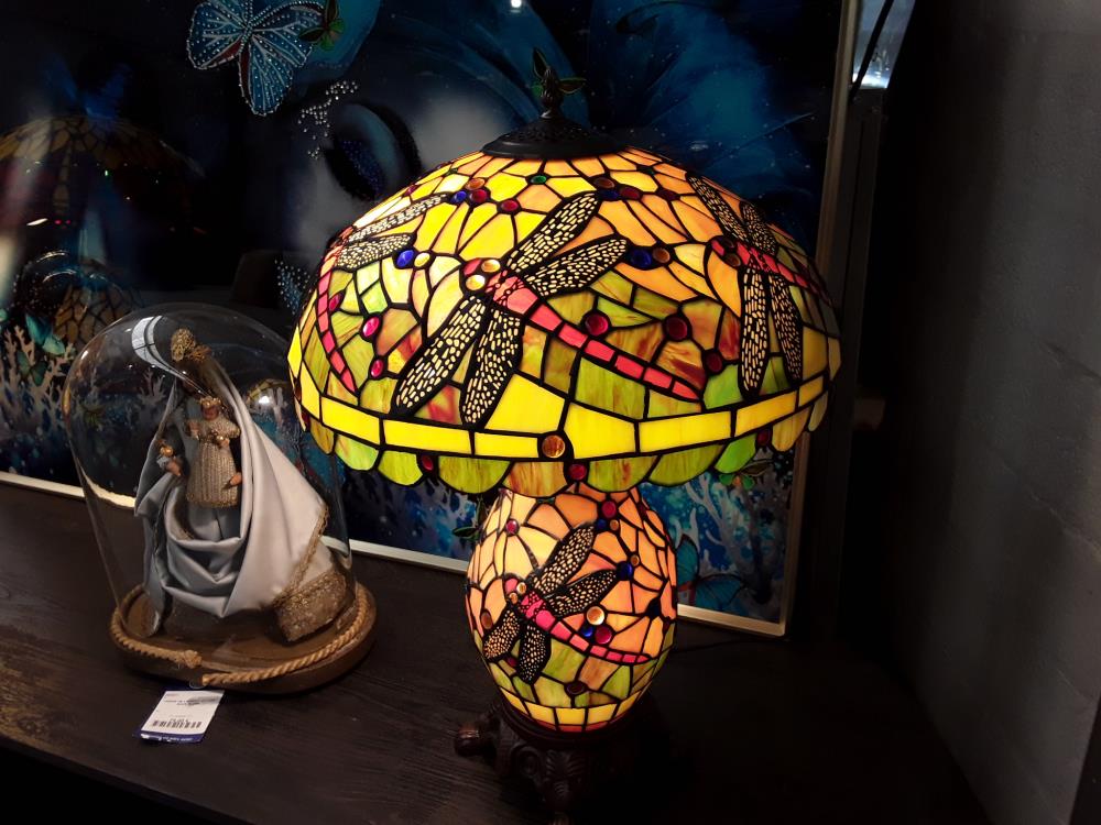 LAMPE CHAMPIGNION TIFANY ORANGE ET VERTE 890