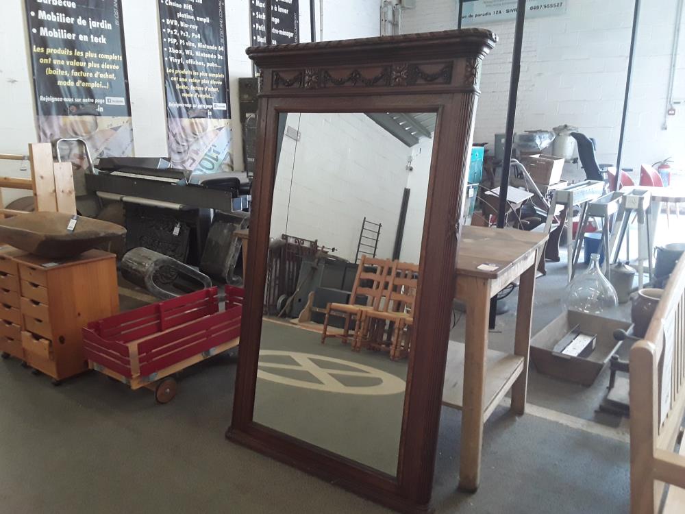 MIROIR EN CHENE FIN 19EME 1M71 PAR 95CM