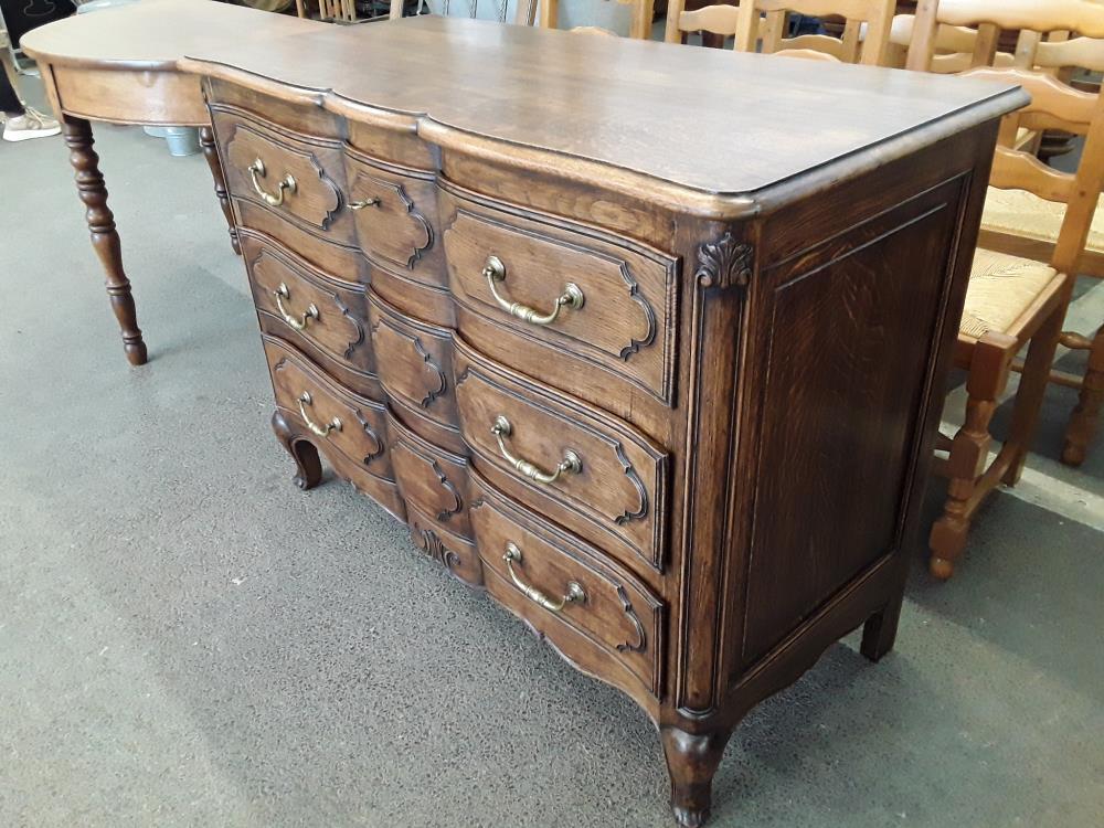COMMODE EN ARBALÈTE CHENE 3 TIROIRS +1CLÉ