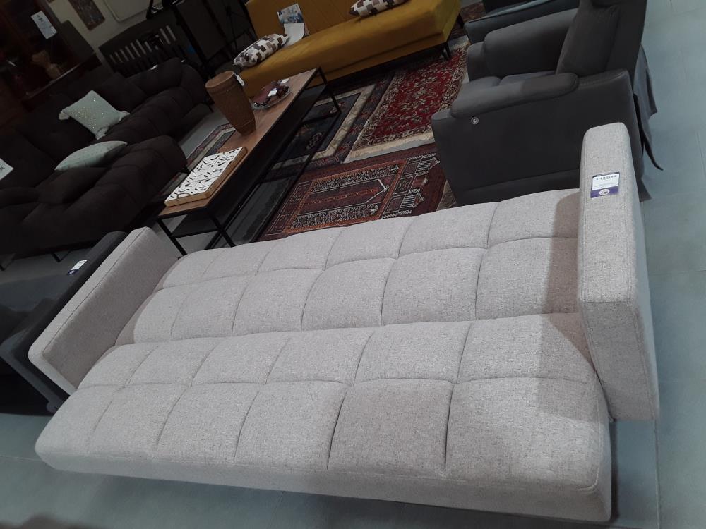 CANAPÉ LIT CLIC CLAC BEIGE DESIGN PIED BOIS