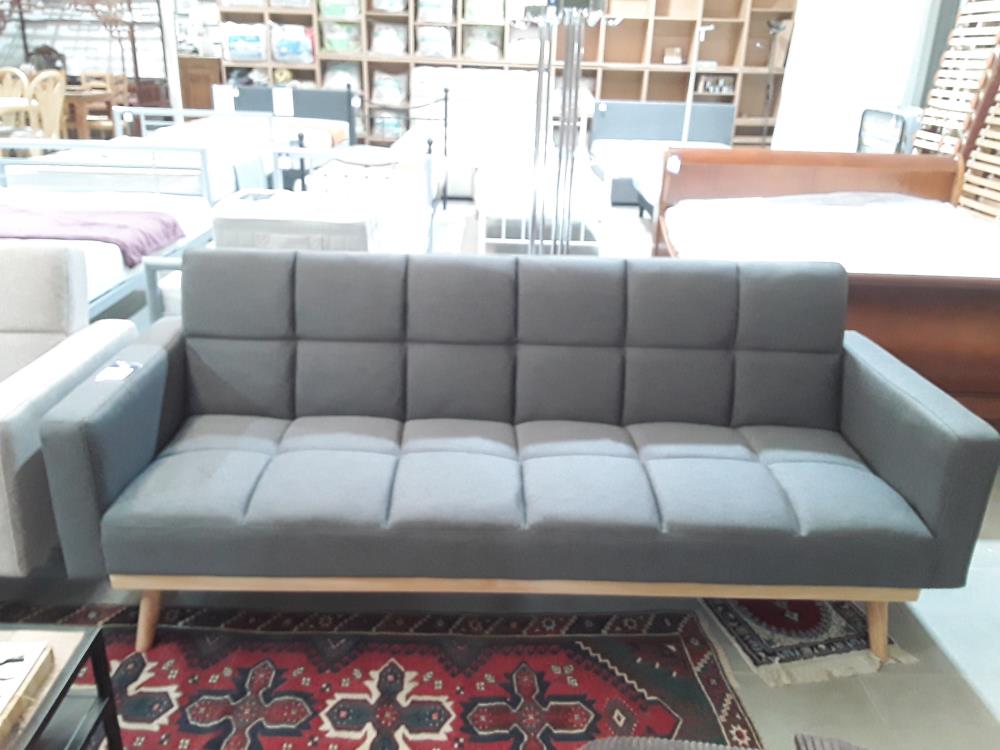 CANAPÉ LIT CLIC CLAC BEIGE DESIGN PIED BOIS