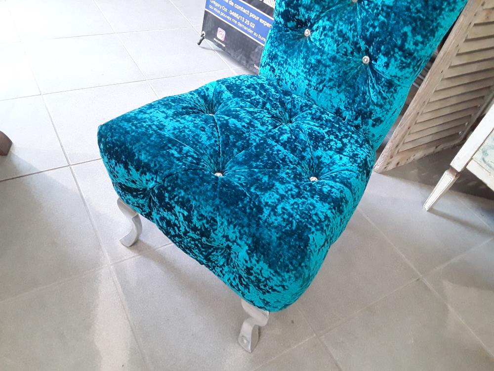 FAUTEUIL BRETZ DESIGN GARNISSAGE VELOURS DIAMANTS