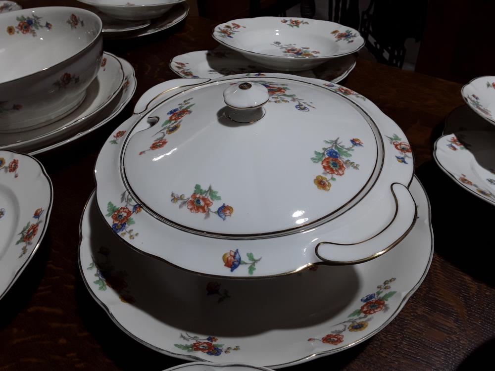 SERVICE PORCELAINE LIMOGES THÉODORE HAVILAND 12 COUVERTS 33 ASSIETTES PLATES