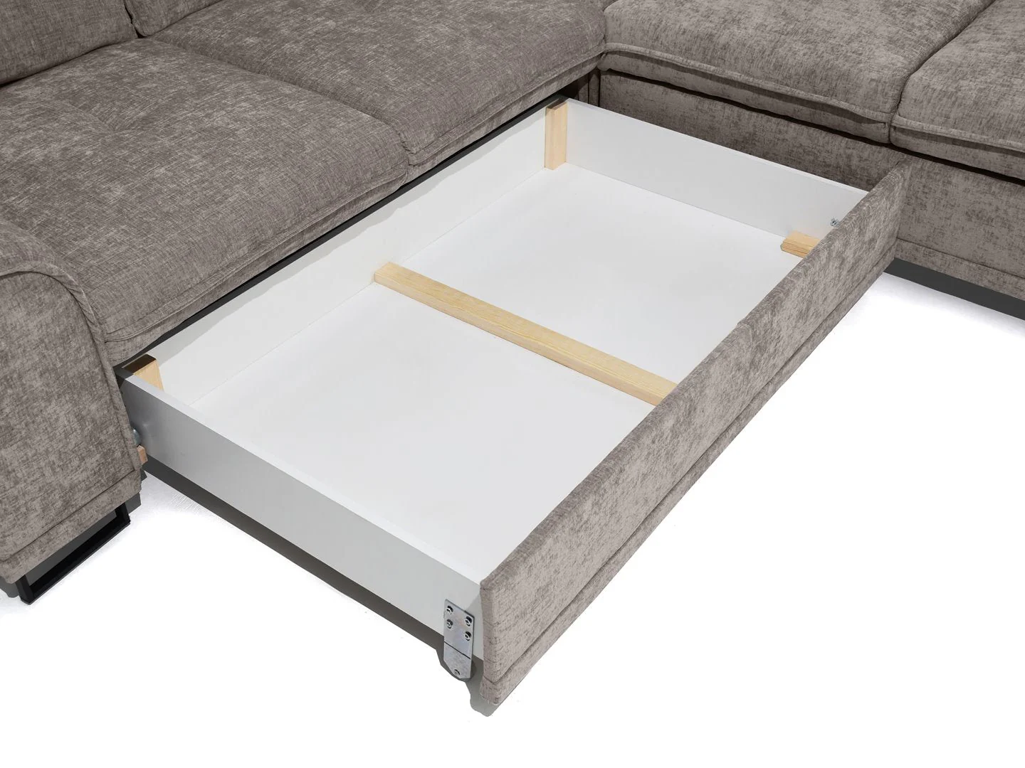 CANAPÉ D ANGLE CONVERTIBLE COFFRE PIEDS METAL TETIERES