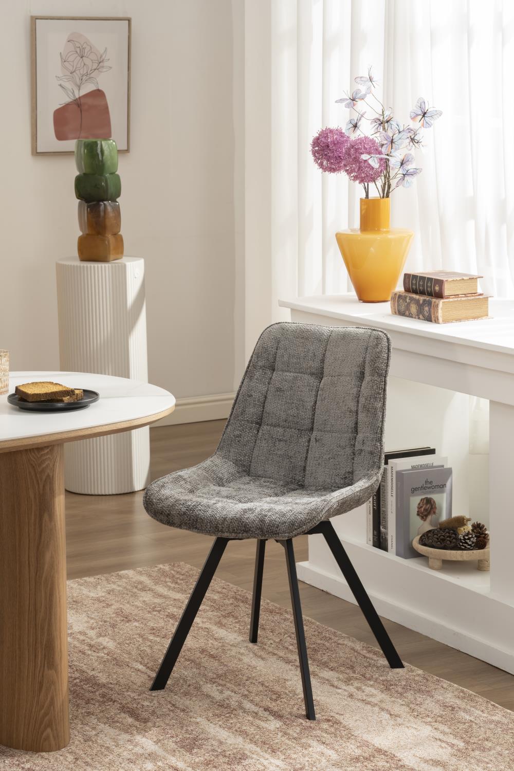 CHAISE JAZZ VELOURS HAGA 16 GRIS PIEDS NOIR PIVOTANT 51*62*84*49 CM