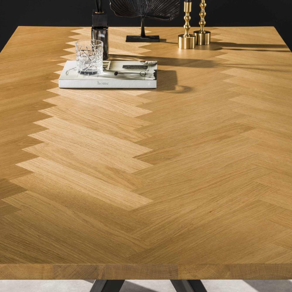 TABLE A MANGER 200 CM MOTIF CHEVRONS / CHENE NATUREL DESTOCK