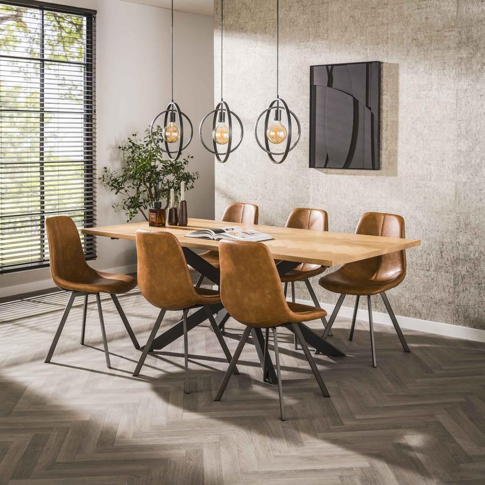 TABLE A MANGER 200 CM MOTIF CHEVRONS / CHENE NATUREL DESTOCK