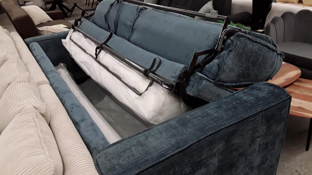 CANAPÉ 4 PLACES CONVERTIBLE EXPRESS  BLEU - COUCHAGE  160 CM - MATELAS 22 CM/DESTOCK