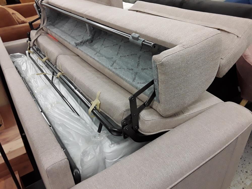 CANAPÉ 4 PLACES CONVERTIBLE EXPRESS EN TISSU BEIGE - COUCHAGE 160 CM - MATELAS 22 CMMM/DESTOCK