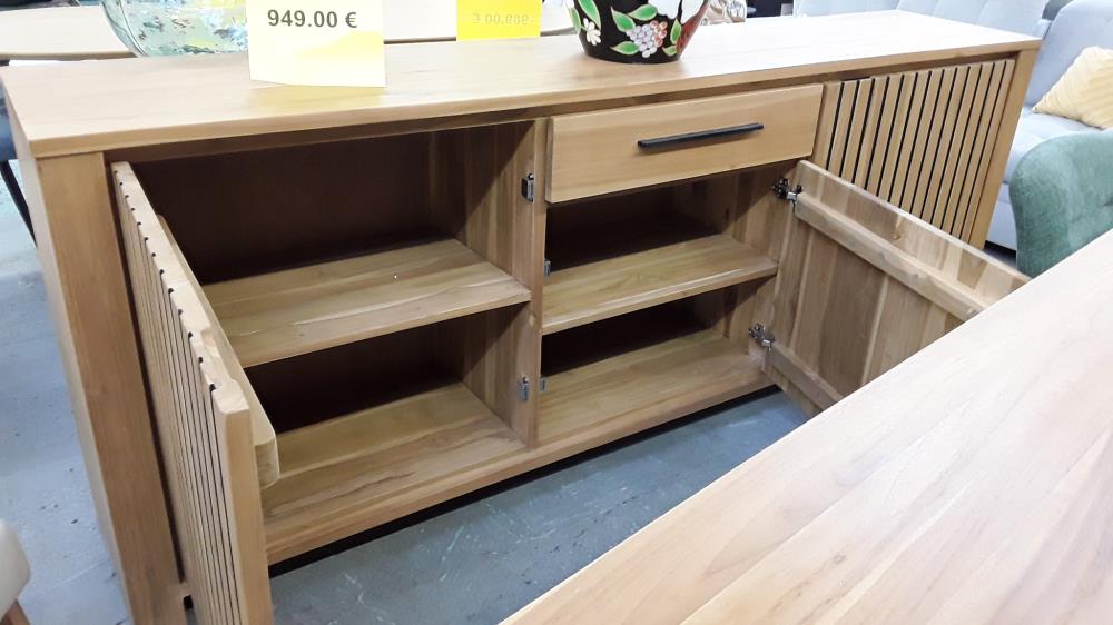 BAHUT NEPAL EN TECK AVEC 3 PORTES +1 TIROIR