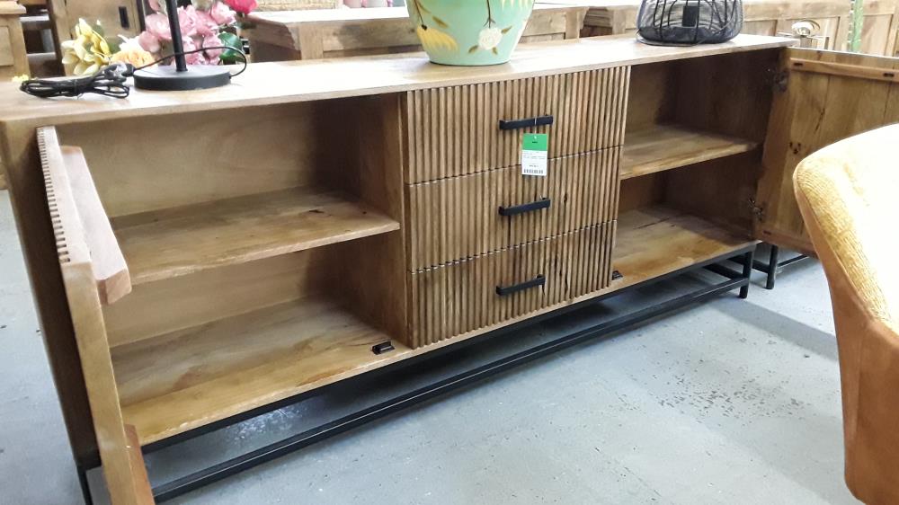 ENFILADE RAMPUR MANGUIER 210 CM 2 PORTES +3 TIROIRS