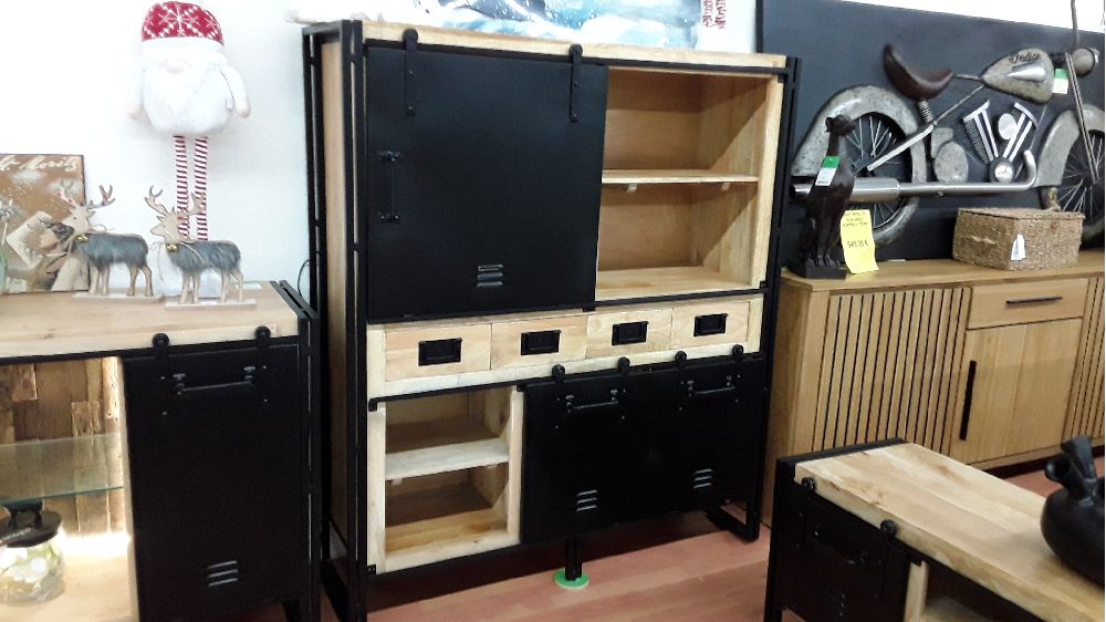 VITRINE LUX MANGUIER 140 BOIS RECYCLE ET LED