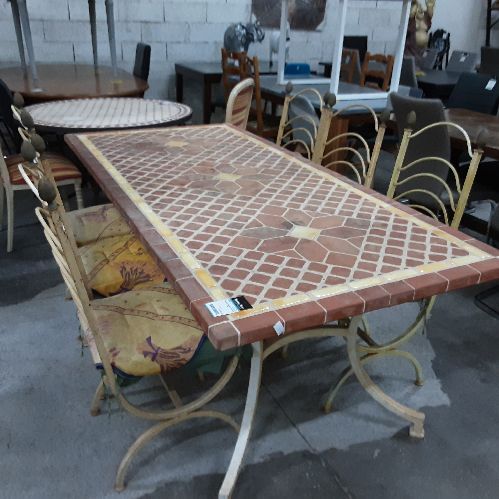 TABLE RECTANGLE + 6 CHAISES FER 
