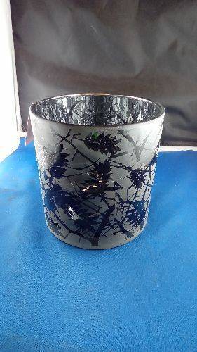 POT TRANSPARENCE VERRE GM NOIR ARGENTE 15 X H15 ( 234-20-160L)