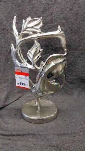 DECO METAL COULEUR ARGENT VISAGE AJOURE HAUT 50CM