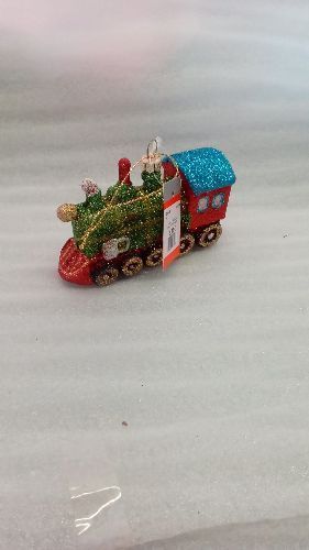 BOULE DE NOEL PAILETTES TRAIN 