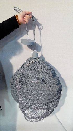 LUSTRE GRILLAGE GRIS H.55CM