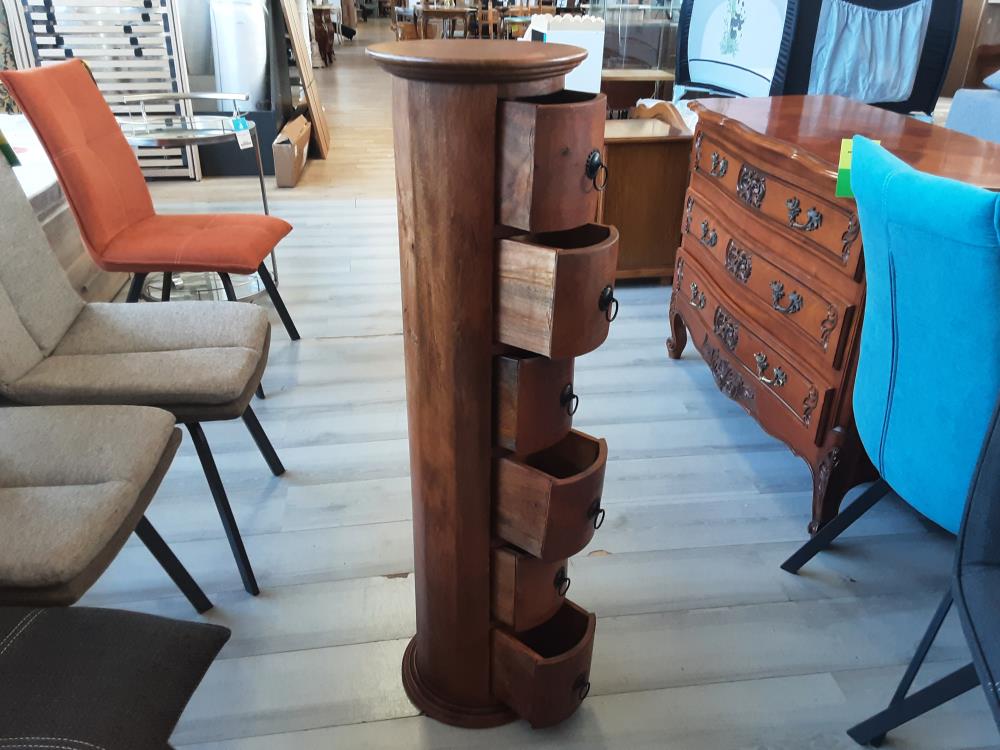 COLONNE RONDE 6 TIROIRS EN BOIS - 2ÈME CHOIX (0925)