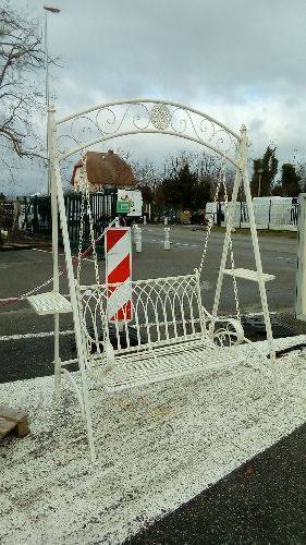 BALANCELLE DE JARDIN EN MÉTAL BLANC (RW-82)