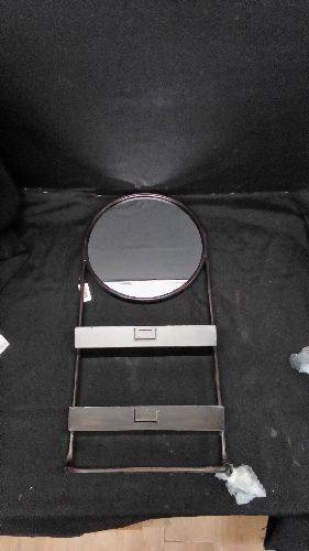 MIROIR ROND NOIR AVEC ÉTAGÈRES (52S194)
