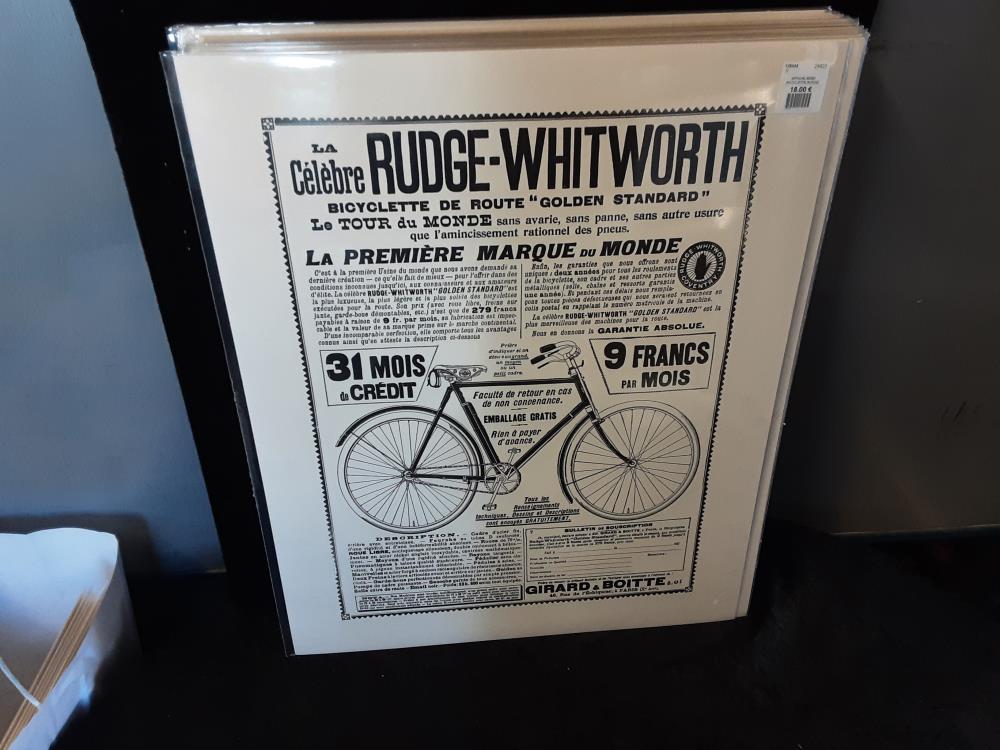 AFFICHE 40X50 BICYCLETTE RUDGE