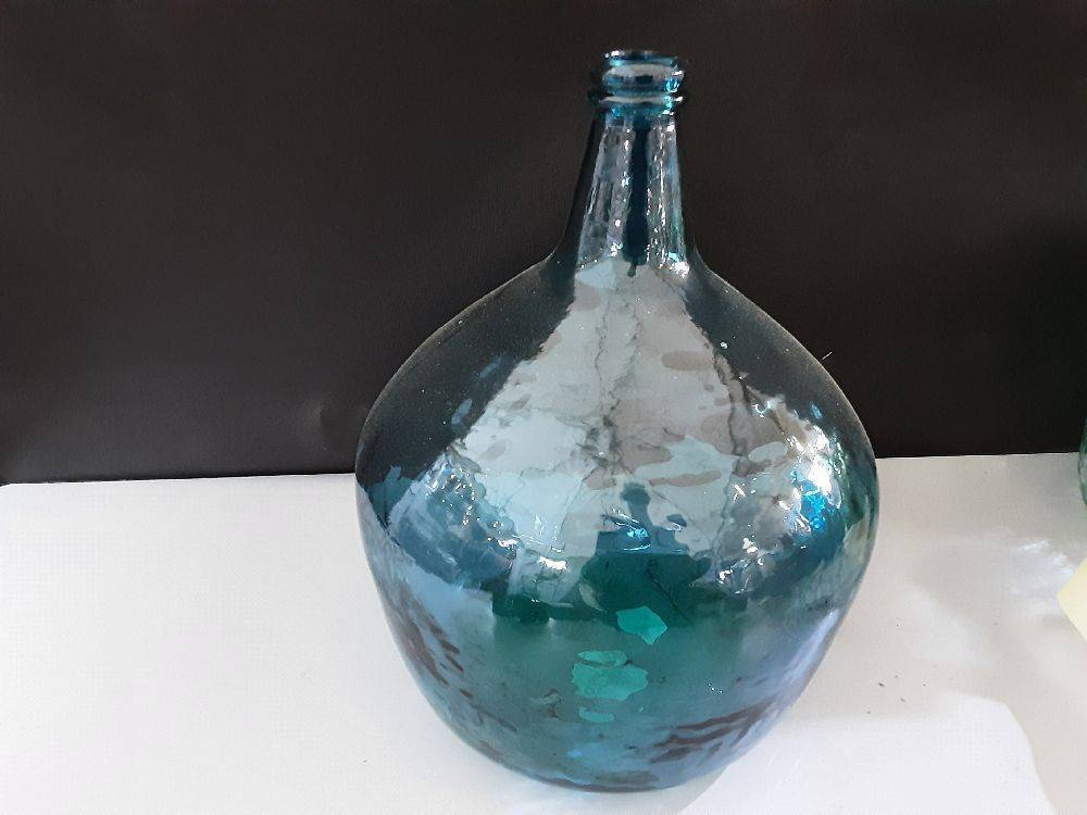 VASE DAME JEANNE 16L VERRE RECYCLÉ BLEU (08099)