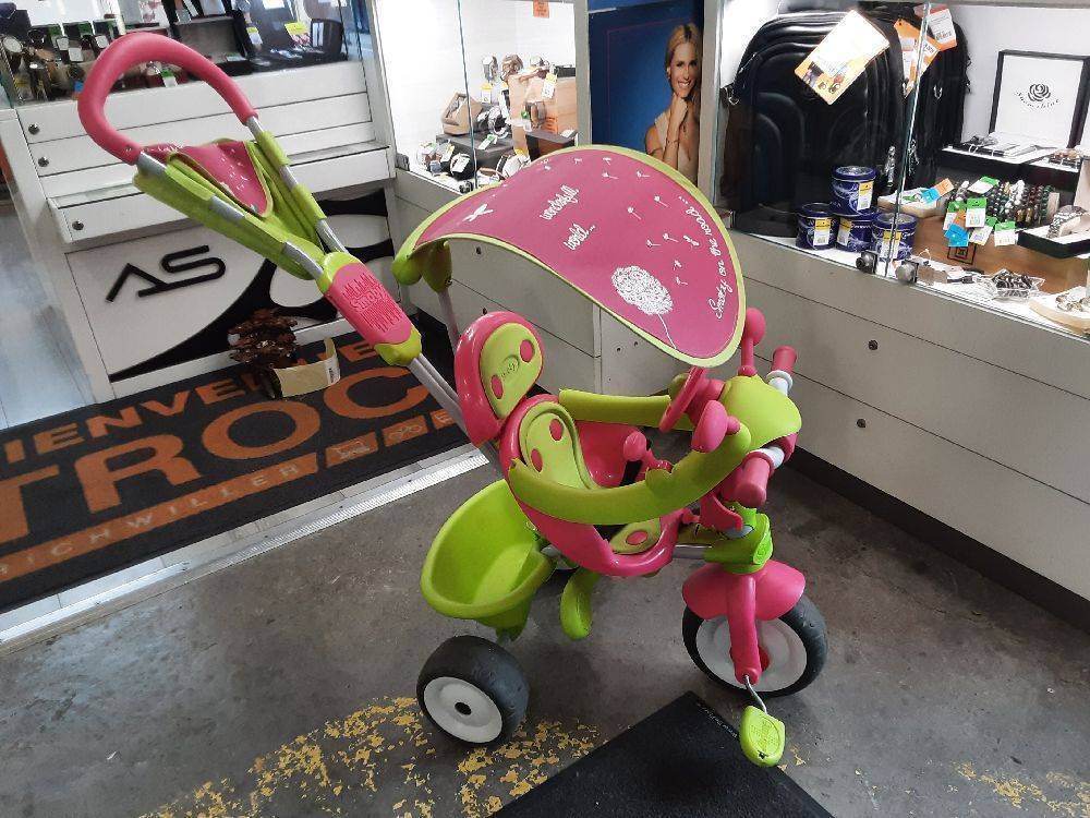 TRICYCLE SMOBY VERT ET ROSE 