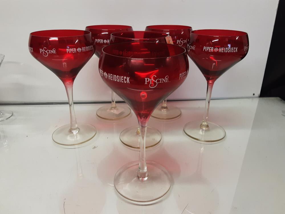 LOT DE 6 COUPES PIPER HEIDSIECK PISCINE ROUGE