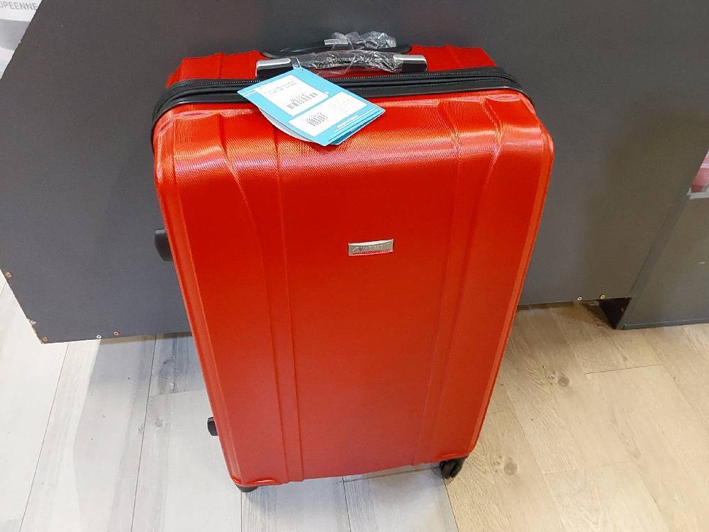 VALISE COLORIS ROUGE GM - 4 ROUES - 100% ABS (03504)