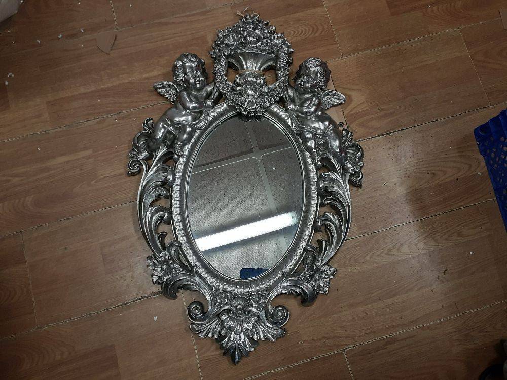 MIROIR ARGENTE BAROQUE/CHERUBIN (NF-34)