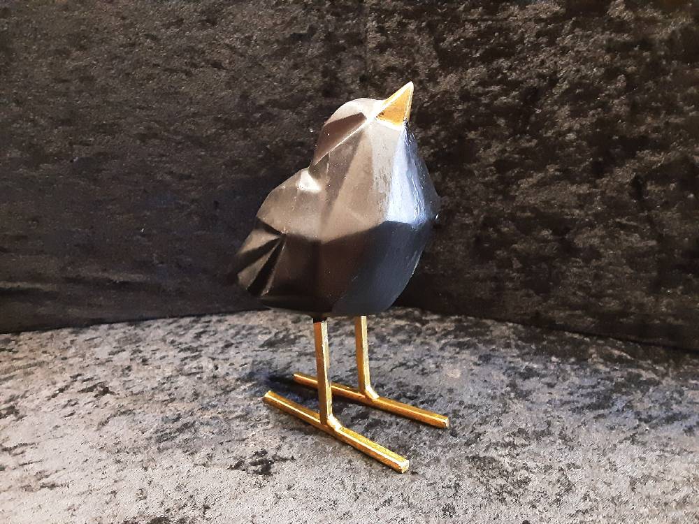 SUJET OISEAU PM NOIR ET DORÉ (202533)