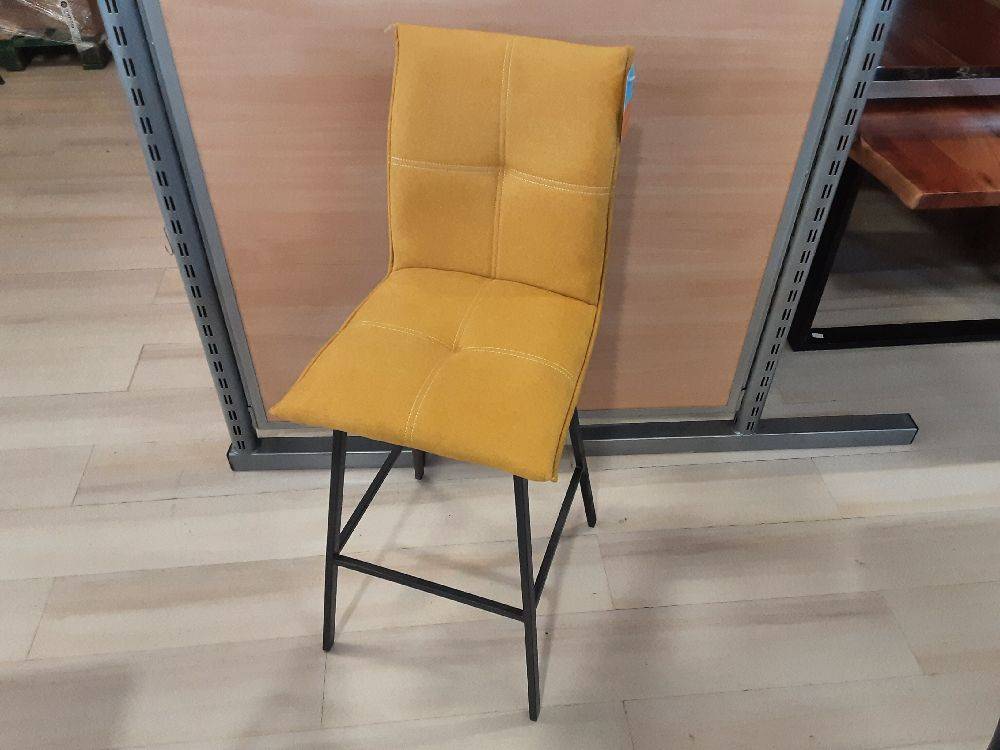 TABOURET DE BAR EN TISSU JAUNE -  HAUTEUR ASSISE : 75CM - 2ÈME CHOIX (1762JA)