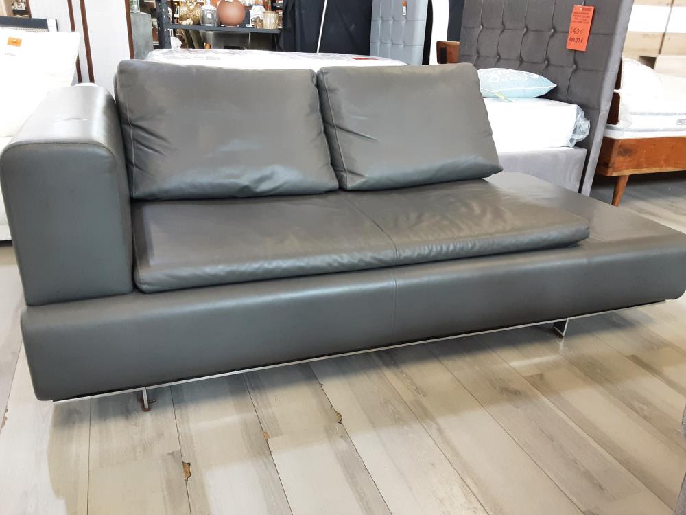 CANAPE CUIR GRIS STYLE MERIDIENNE