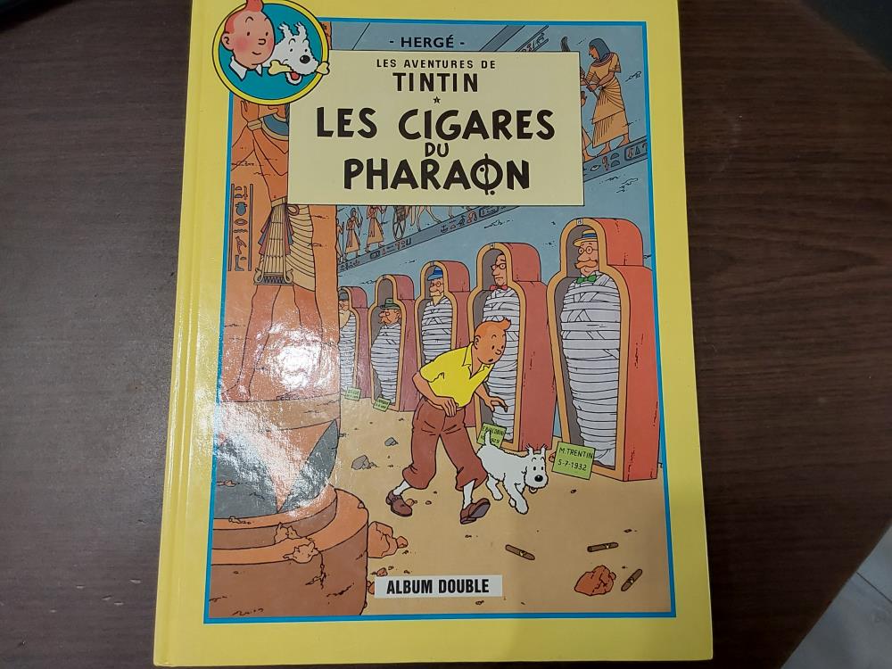 BD ALBUM DOUBLE DE TINTIN LES CIGARES DU PHARAON ET LE LOTUS BLEU