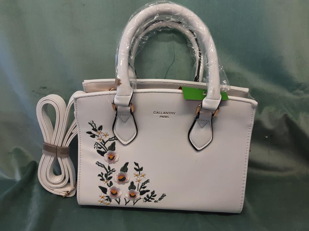 SAC A MAIN BLANC PM MOTIF FLEURS 