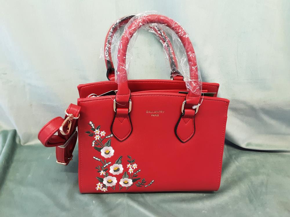 SAC A MAIN ROUGE PM MOTIF FLEURS 