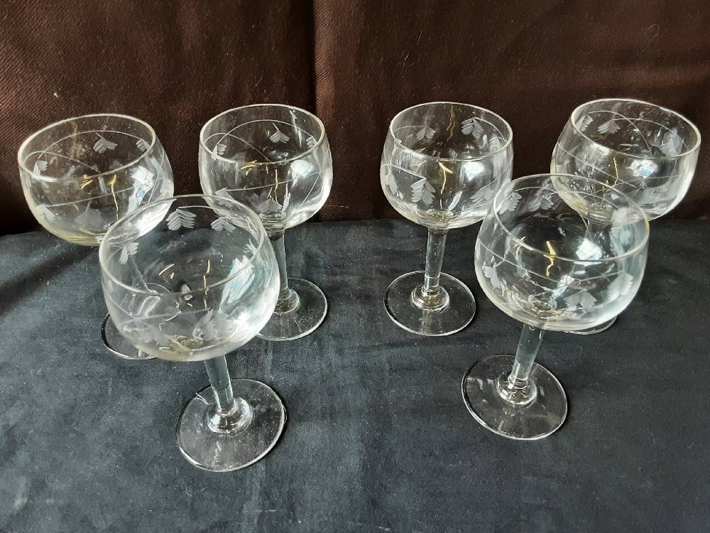 LOT DE 6 VERRES A VIN BLANC EN CRISTAL DE THANN