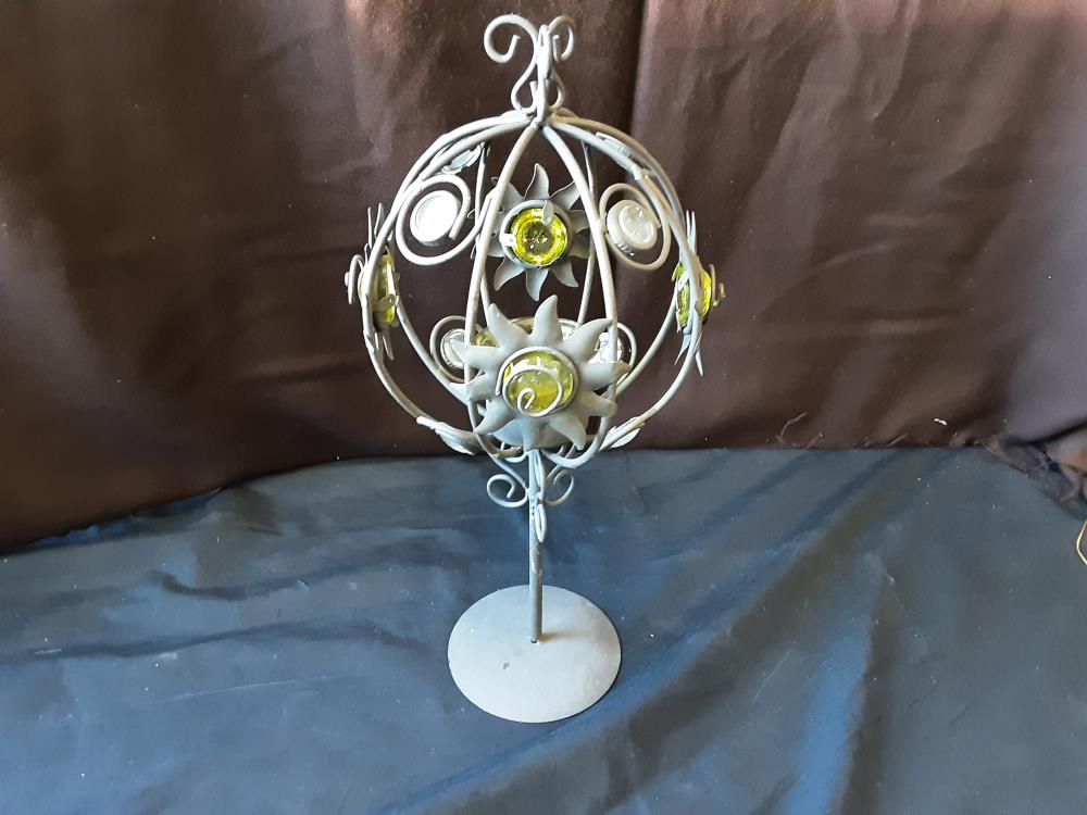 BOUGEOIR METAL VERRE JAUNE