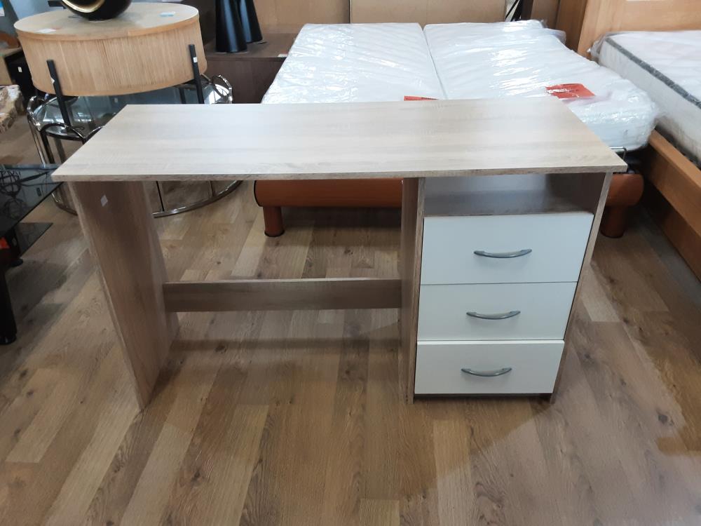 BUREAU 3 TIROIRS COLORIS SONOMA ET BLANC (39-465-68)