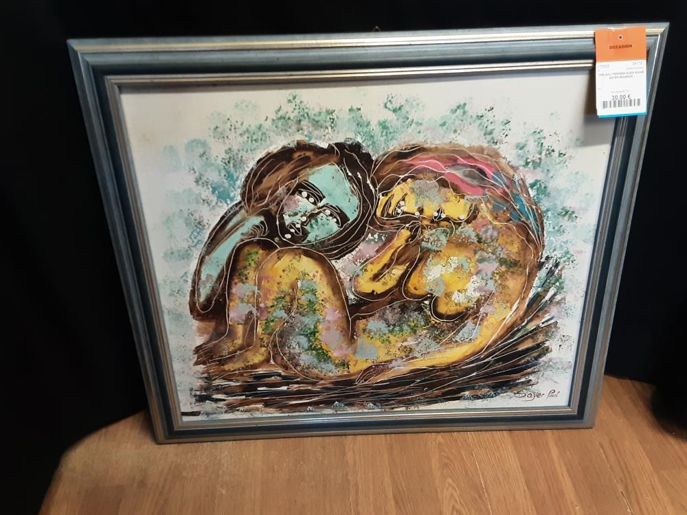 TABLEAU FEMMES NUES SIGNÉ SAYER 68X60CM