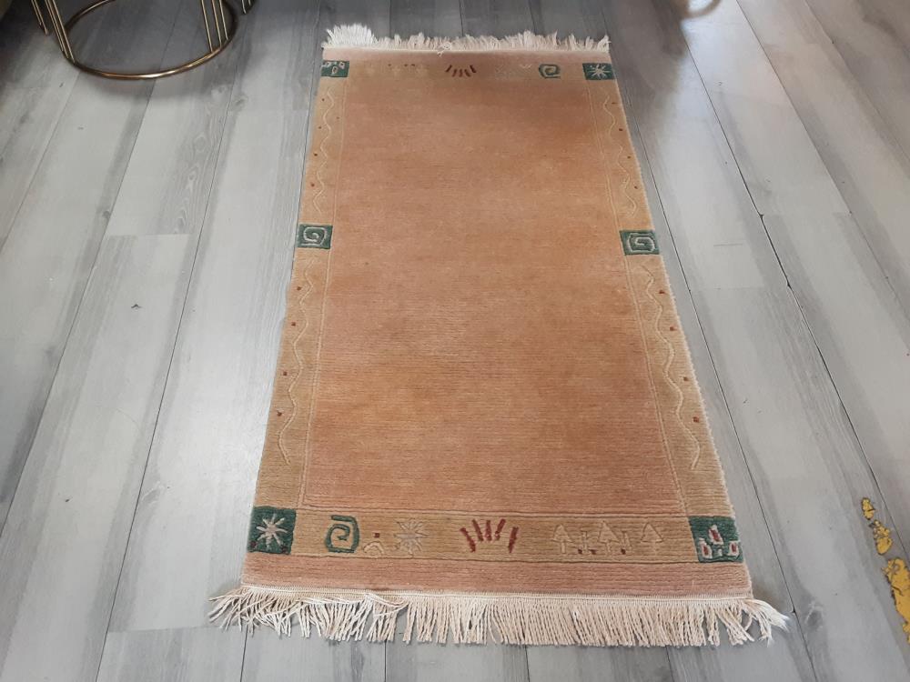 TAPIS MODERNE LAINE BEIGE VERT ROUILLE 