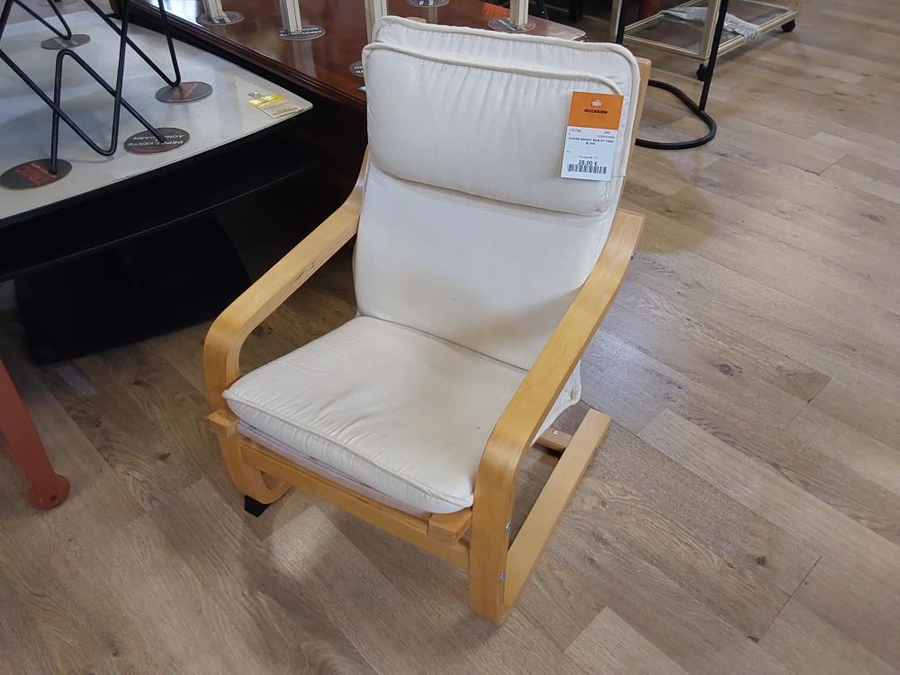 CHAISE ENFANT BOIS ET TISSU BLANC